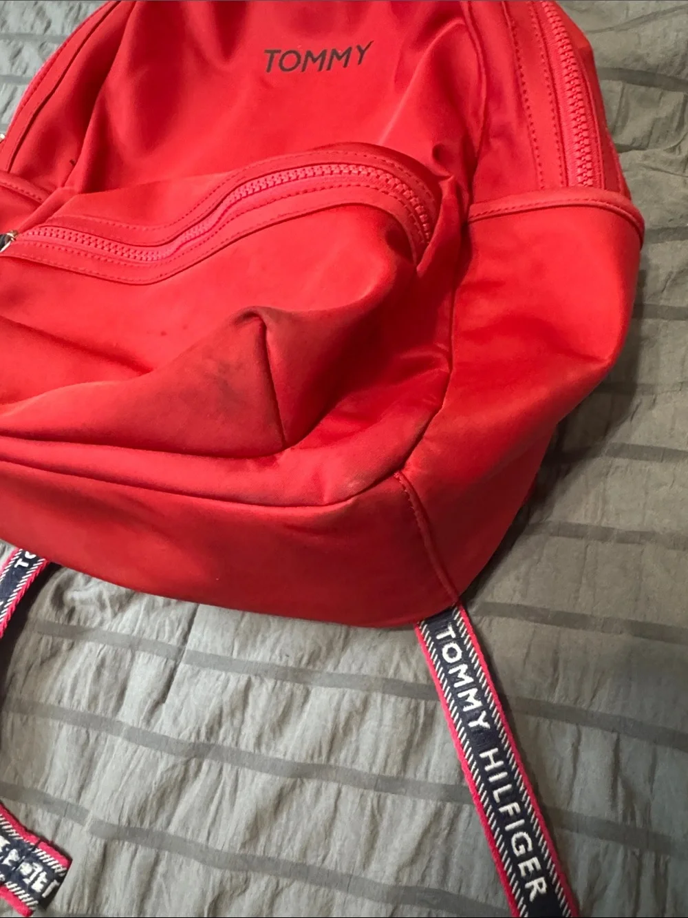 Tommy Hilfiger Bright‎ Red Nylon Backpack with Logo Straps